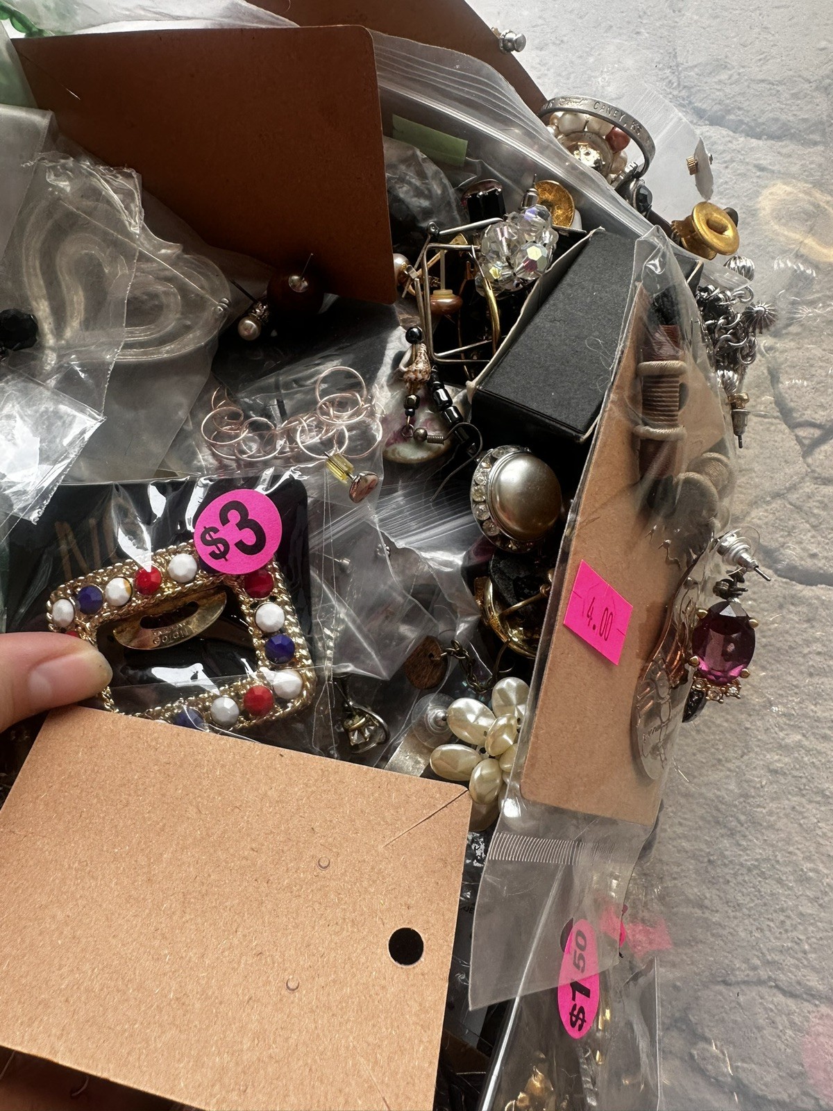4 Pounds Vintage to Modern Costume Mystery Jewelry Junk Tangled Estate Craft Lot