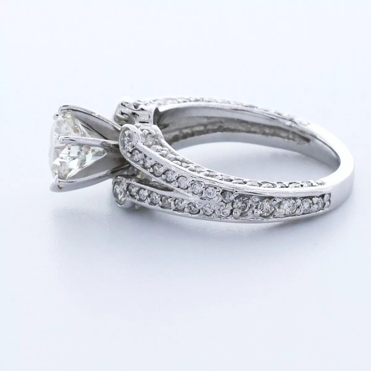 Side Stone Engagement Ring Solid Platinum 2.73 CT Round Lab-Grown Diamond E VS1