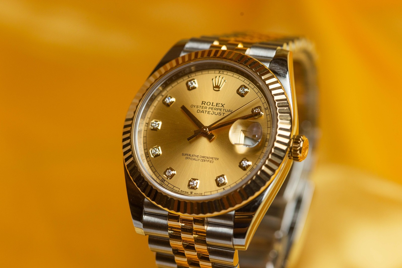 Rolex Datejust 41mm Gold Diamond Dial – Two Tone Jubilee, Gold Bezel – 126333