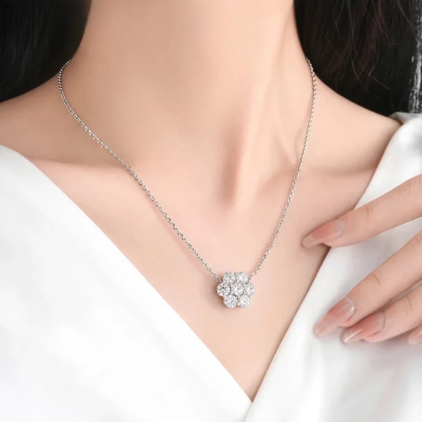 Top Quality Real Moissanite Pendant Necklace 925 Sterling Silver Party for Women