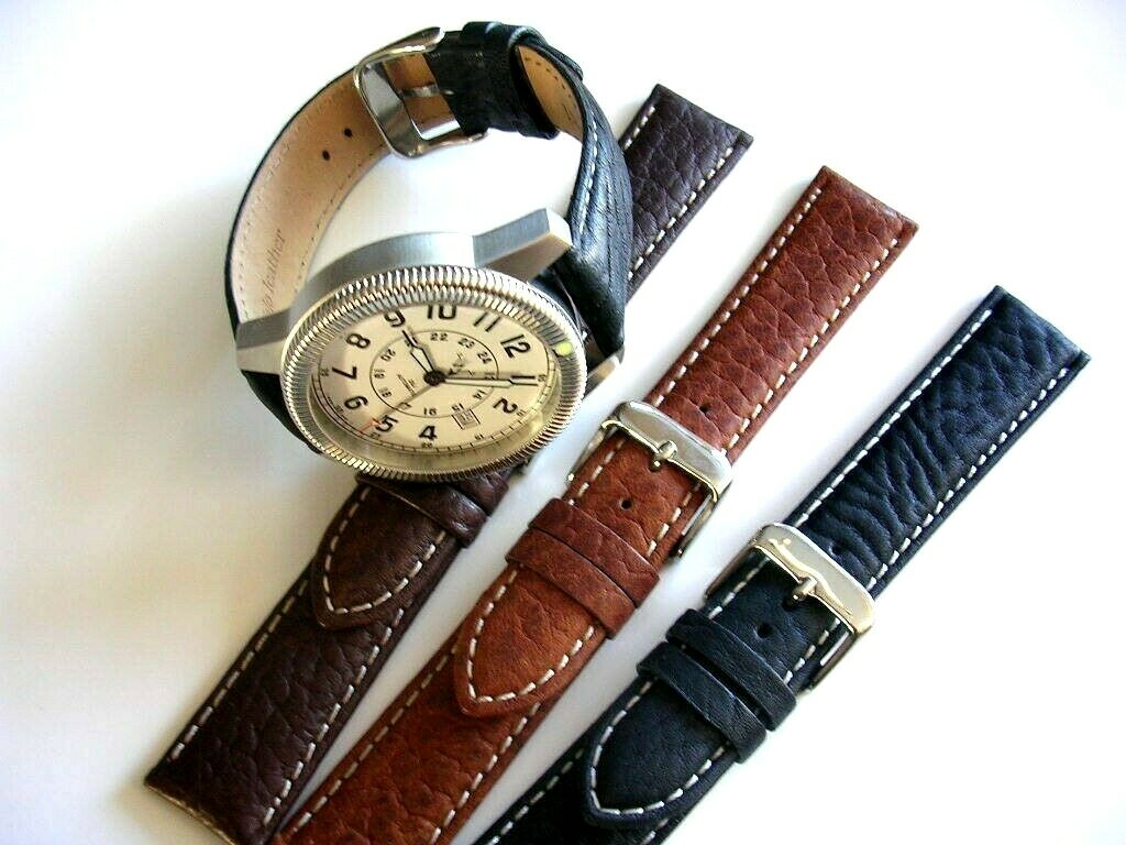 20mm Black Buffalo calf Military Sport watch band strap IW SUISSE 16 18 19 22 24