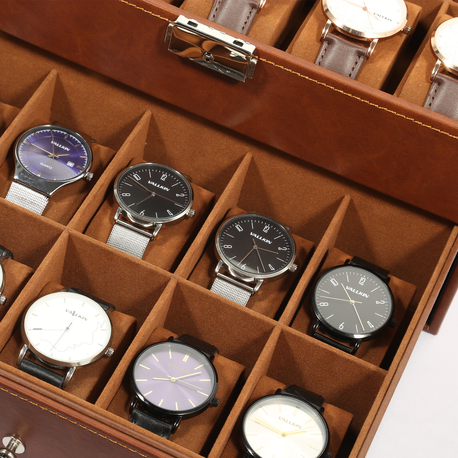 【Preloved】20 Slots Watch Box Watch Case PU Leather Jewelry Storage Display Case