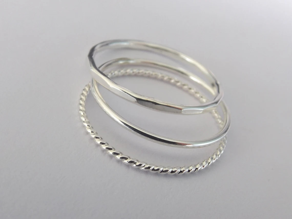 Solid 925 Sterling Silver Band Ring Stackable Designer Handmade Ring All Size