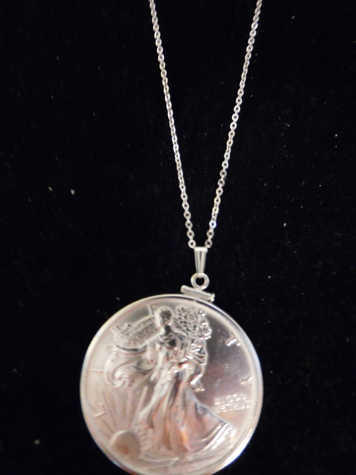 2000 American Eagle Pendant .999 Silver In Sterling Silver Bezel on a 23 ” Chain