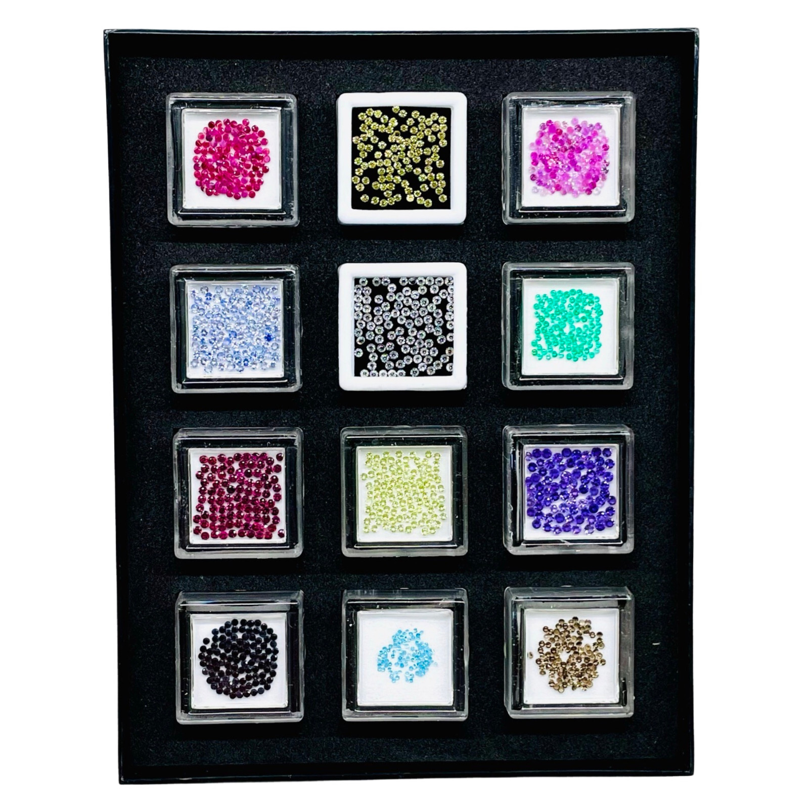 1200 Pcs Natural Multi Gemstones 1-2mm Round Cut Diamond Cut Loose Gemstones Box