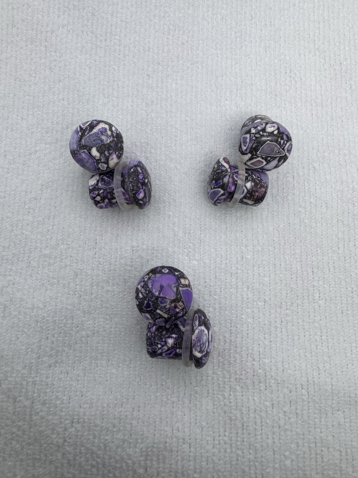 7 Pair 00g 10mm Natural Stone Ear Gauges River Collection