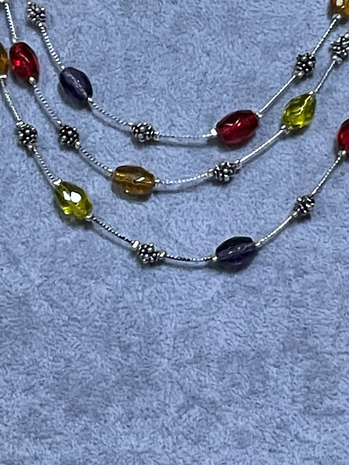 three Layers multi color faceted glass bead silver tone finish necklace earring