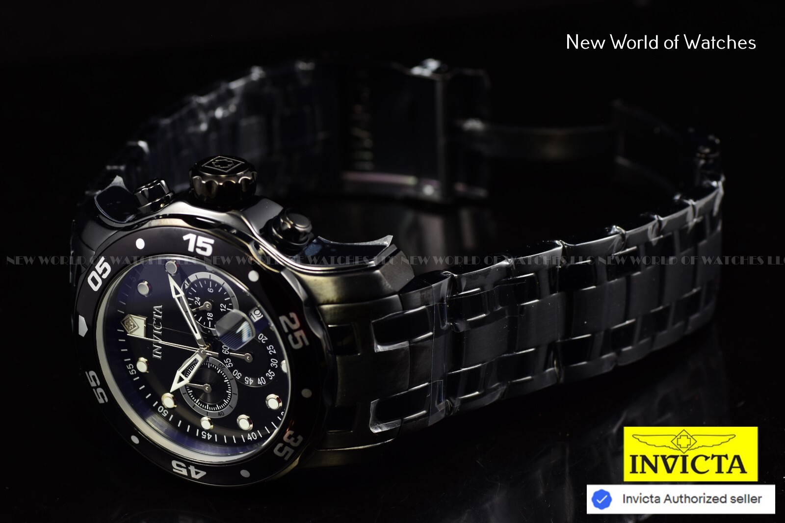 Invicta Men’s Pro Diver Scuba Chronograph Triple Black Combat Bracelet NEW Watch