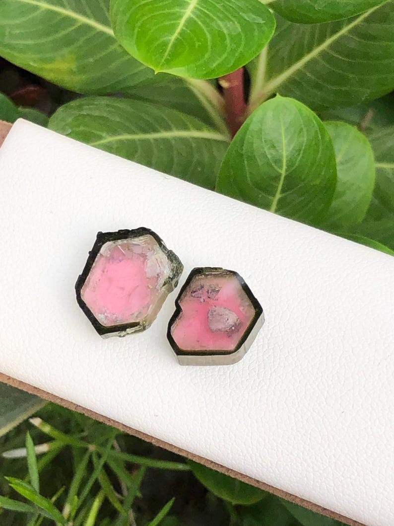 11.70Ct Premium Watermelon Tourmaline Slice Pair 2pc Afghanistan Loose Gem