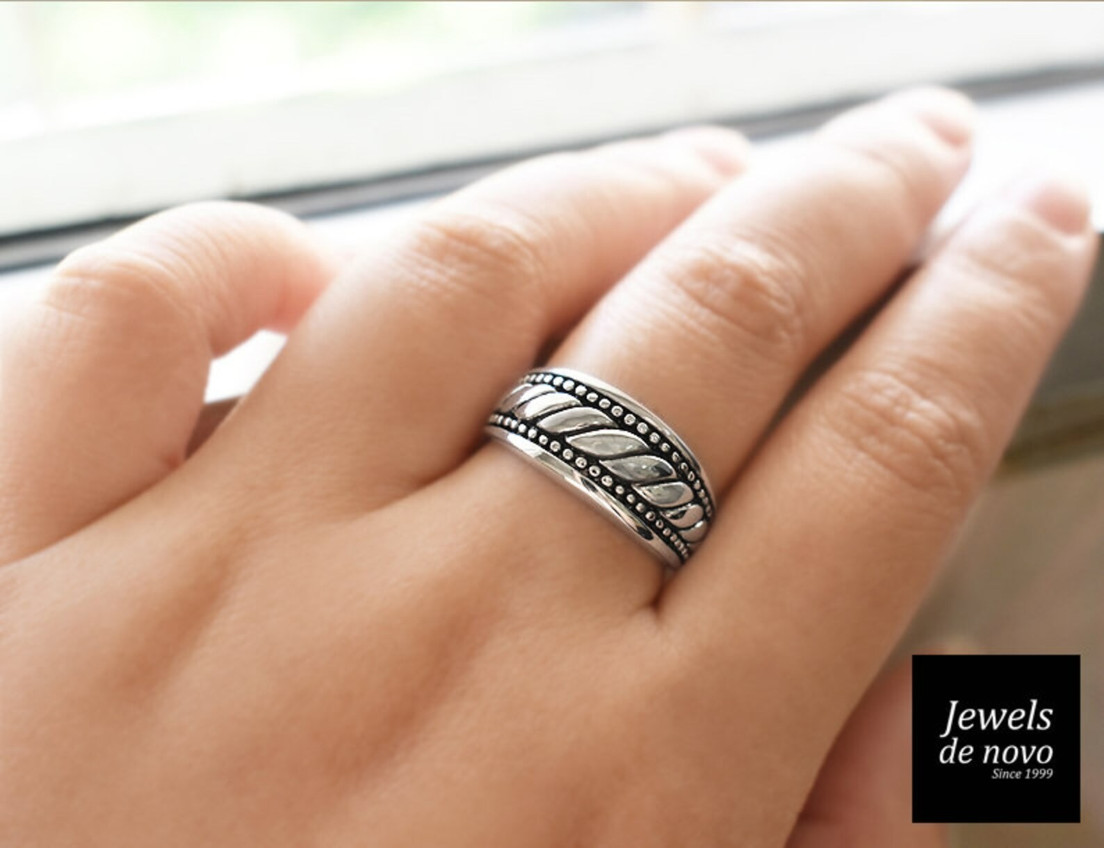 Premium 18K Gold Filled Wide Band Ring Textured Unisex ship by fedex