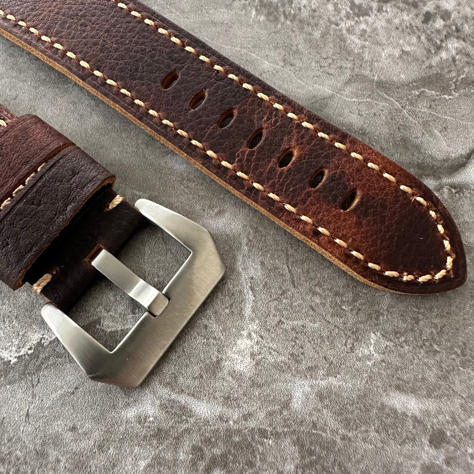 Thick Brown Lychee Leather Watch Strap Band For NEW Apple Watch Ultra 1 2 49mm