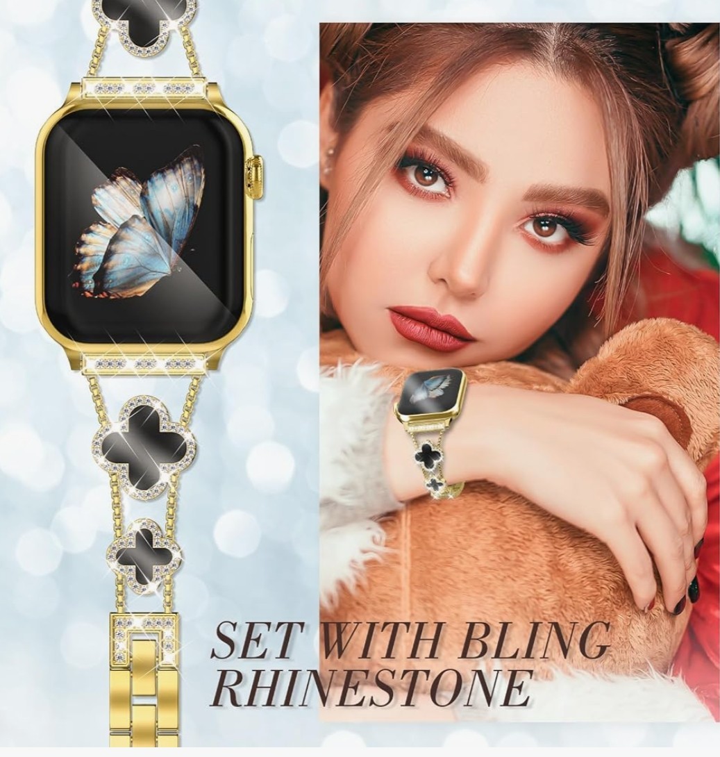 Bling Metal Band Compatible with Apple Watch Bands for Women 41mm 40mm 38mm 42mm