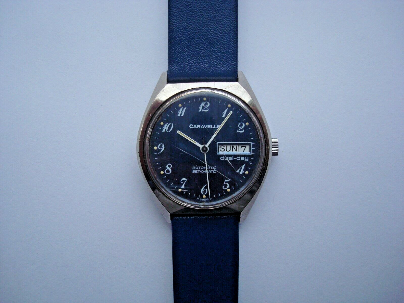 Caravelle Bulova Dual Day Men’s Automatic Watch ETA 2879 Blue Dial New Band Runs