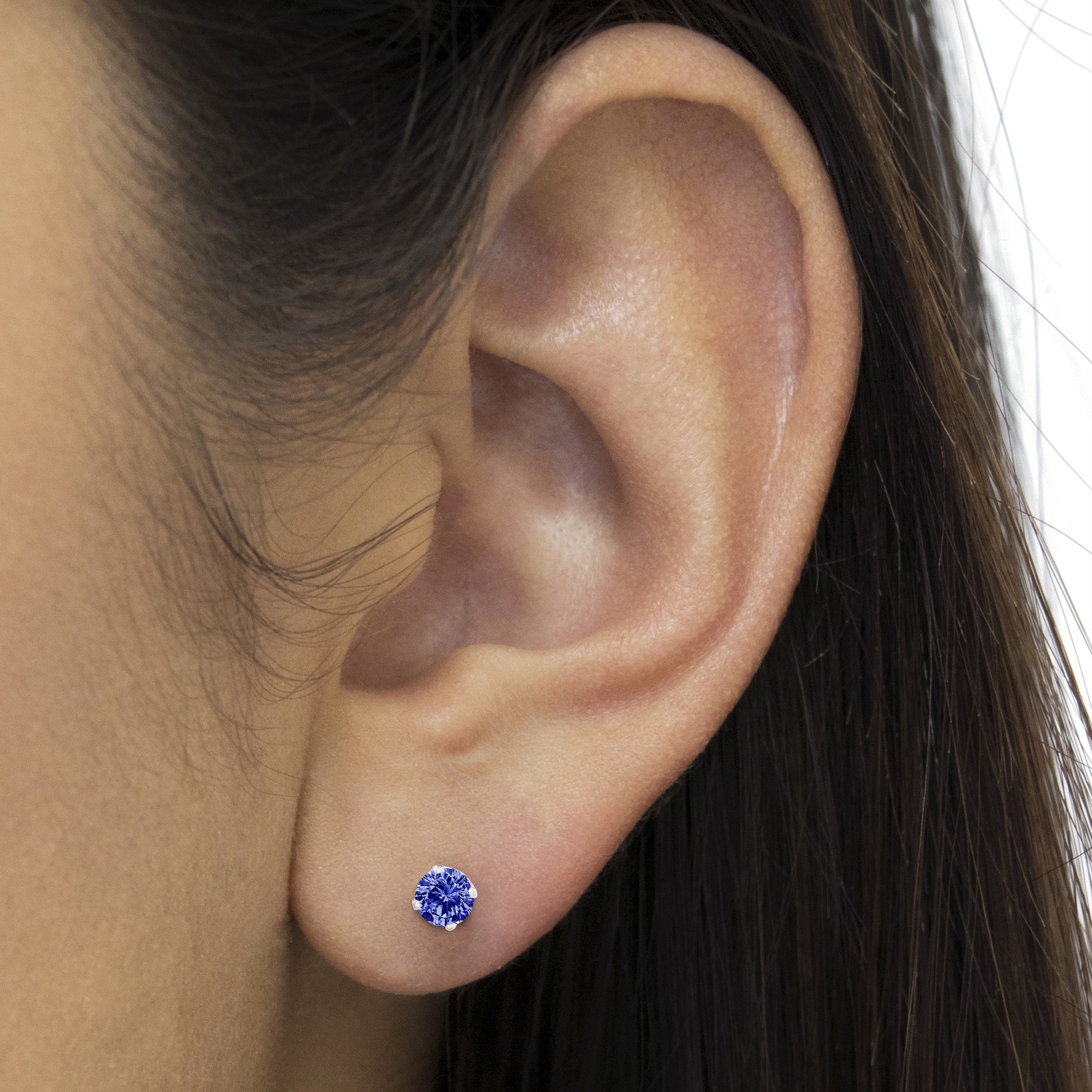 .925 Sterling Silver 0.15 Cttw Round Brilliant-Cut Blue Diamond Classic