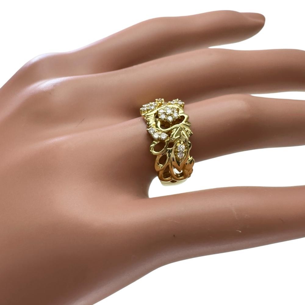 US 7.8 Flower motif diamond 0.27ct Ring K18 Gold 6.5g Women