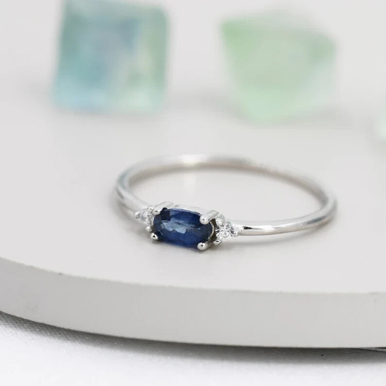 1.70Ct Oval Simulated Sapphire Women Engagement Band Ring 14k White Gold Plated