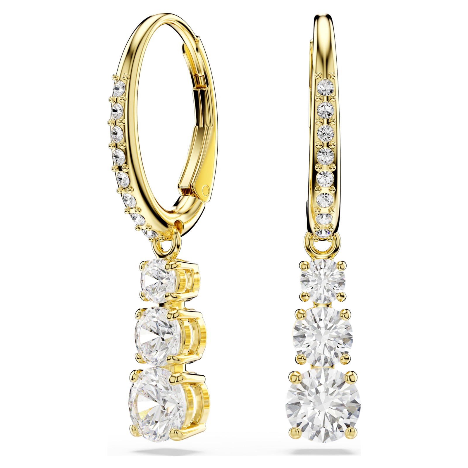 Swarovski Stilla Attract Hoop Earrings Round Cut White, Gold-Tone Plated 5723300