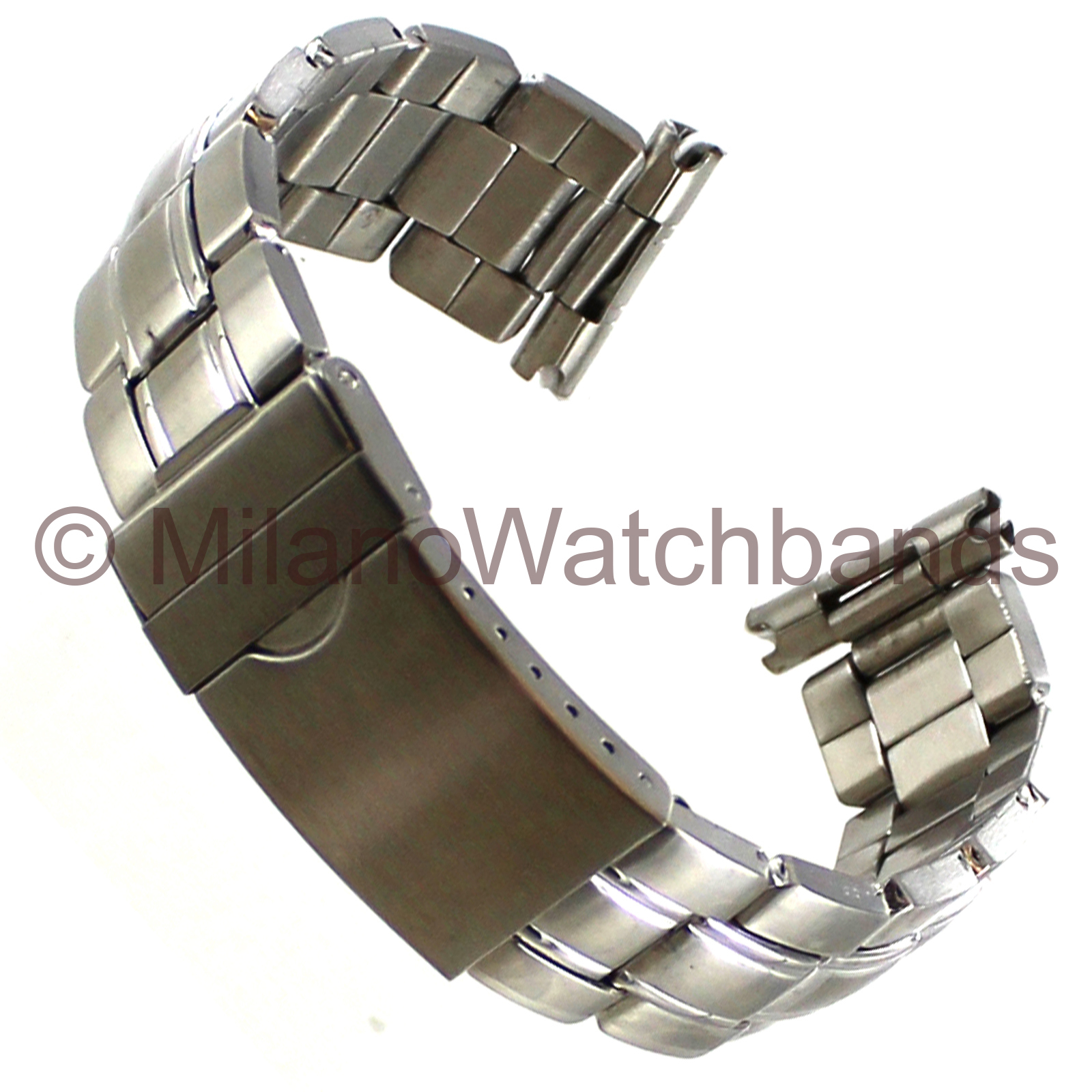20mm Morellato Stainless Steel Semi-Solid Link Fold Over Clasp Safety Watch Band