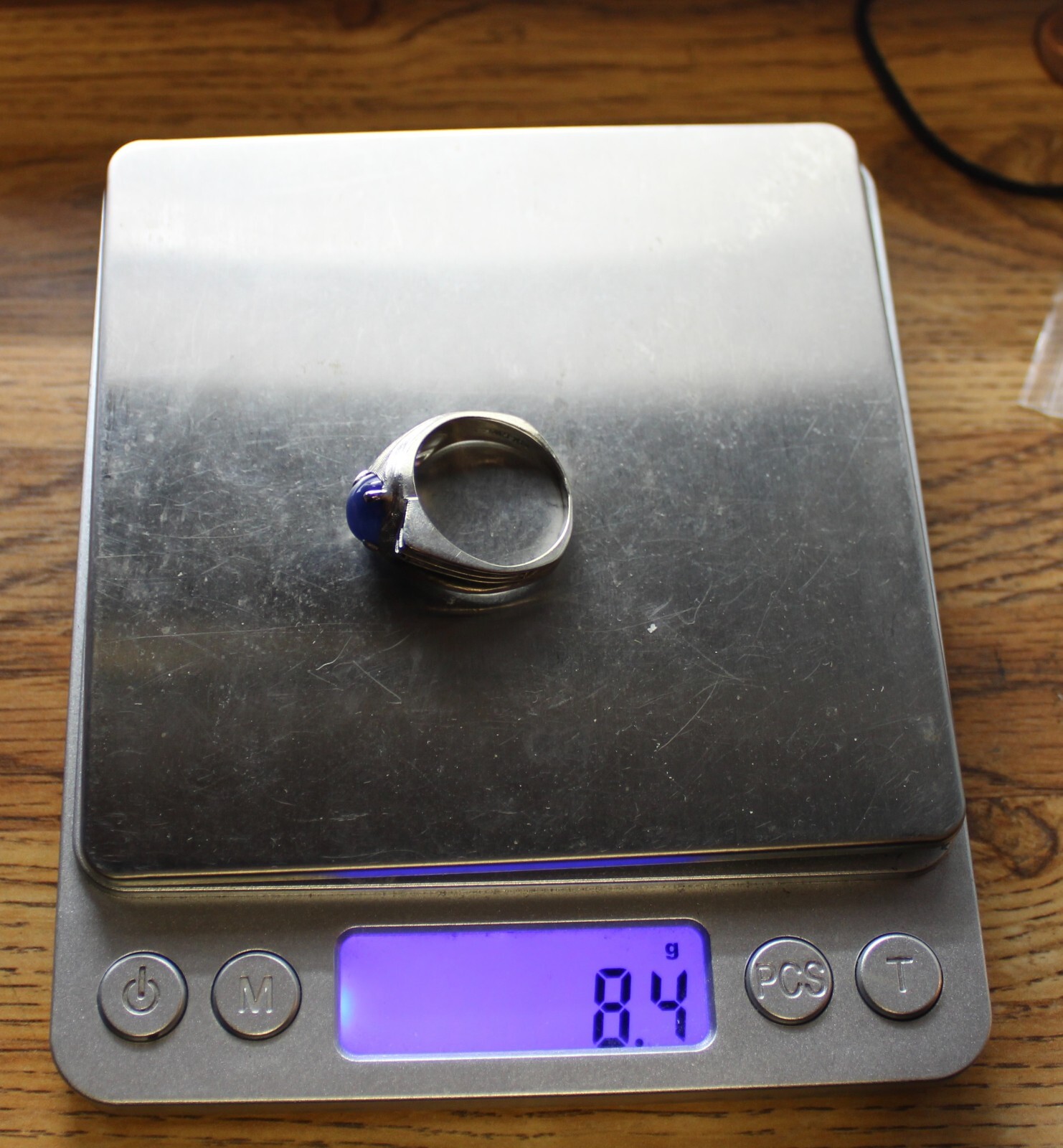 Heavy Vintage Men’s 14K White Gold 1.5 Ct Star Sapphire Ring, Size 8.75, 8.4Gram
