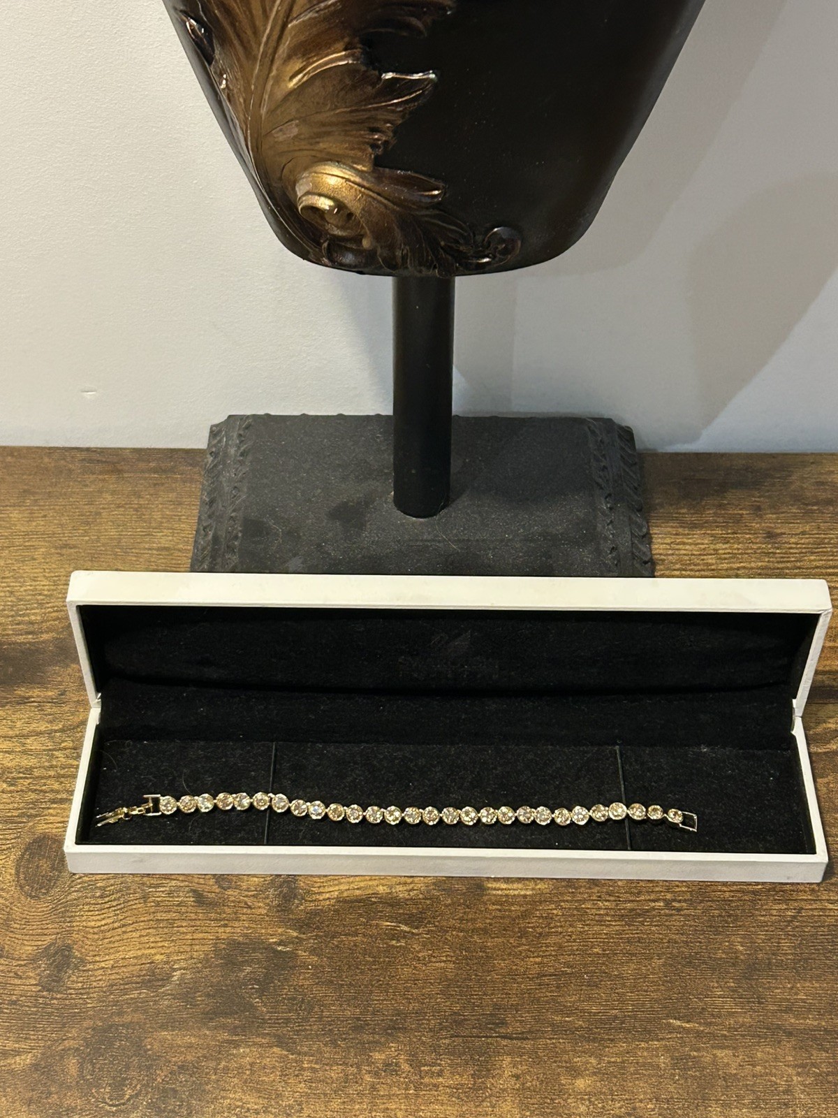 Stunning Swarovski Champagne Yellow Gold Plated Tennis Bracelet 17.5cm approx