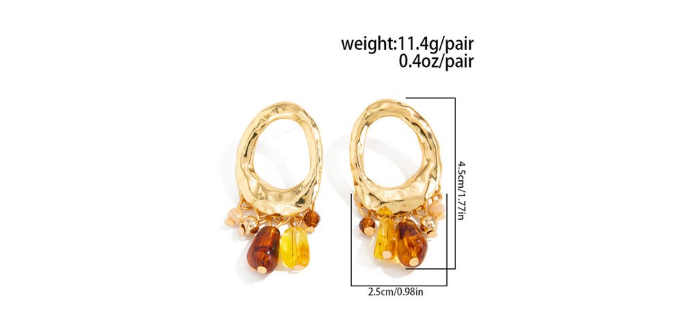 Geometric Resin Acrylic Metal Drop Retro Ombre Vintage Ombre Resin Drop Earrings