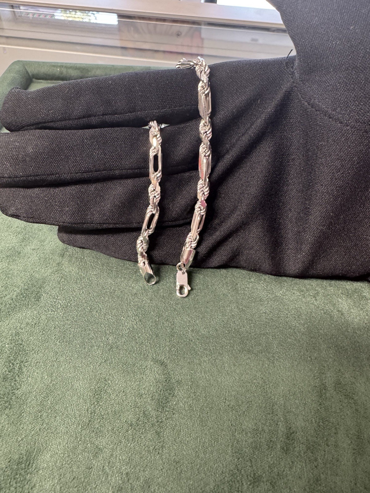 Sterling Silver Solid Figarope 6mm Link Bracelet 8 Inches