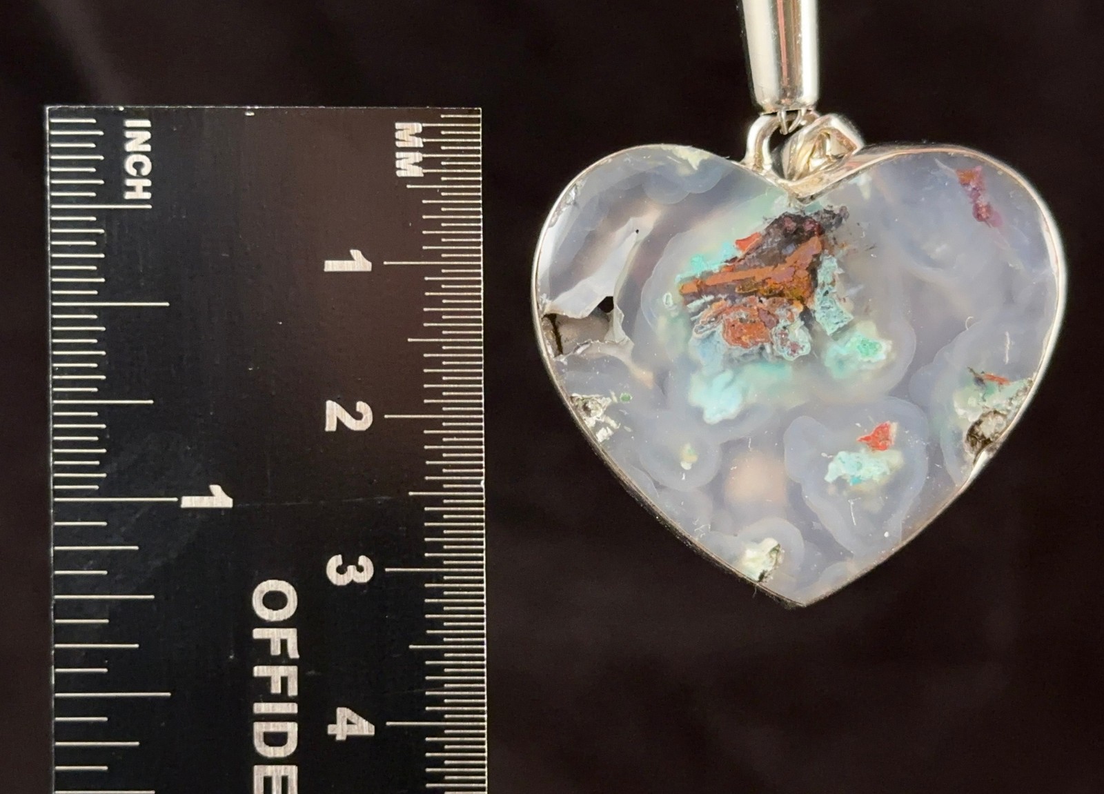 Confetti CHRYSOCOLLA Copper Chalcedony Crystal Heart Pendant Fine Jewelry, 54662