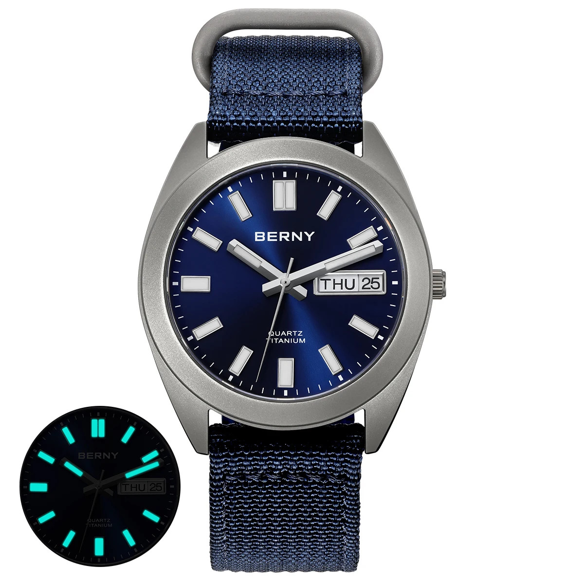 BERNY Titanium Men’s Watch Super Luminous Sapphire 10ATM Waterproof Quartz 38mm