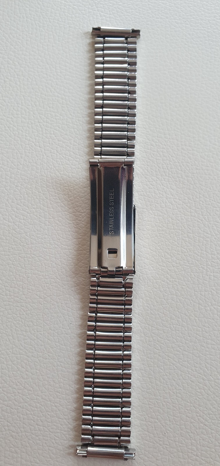 NOS Vintage Stainless Steel Coffin Link Watch Band 16-20mm Telescopic Bracelet
