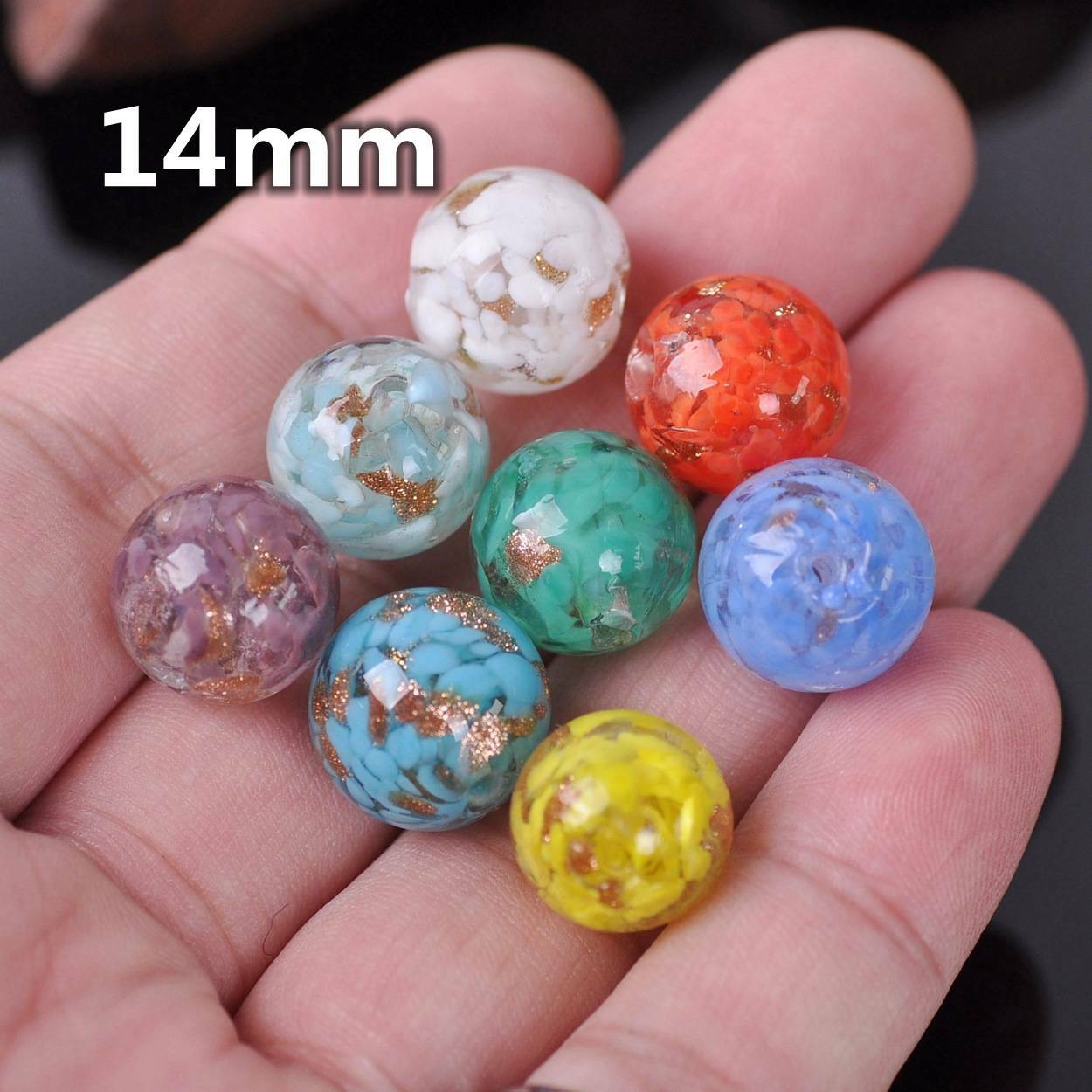5pcs 12~20mm Round Lampwork Glass Charms Loose Craft Beads Jewelry Findings DIY