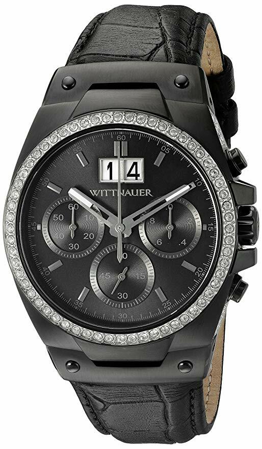 Wittnauer Mens WN1012 Leather Crocodile Black Watch Strap