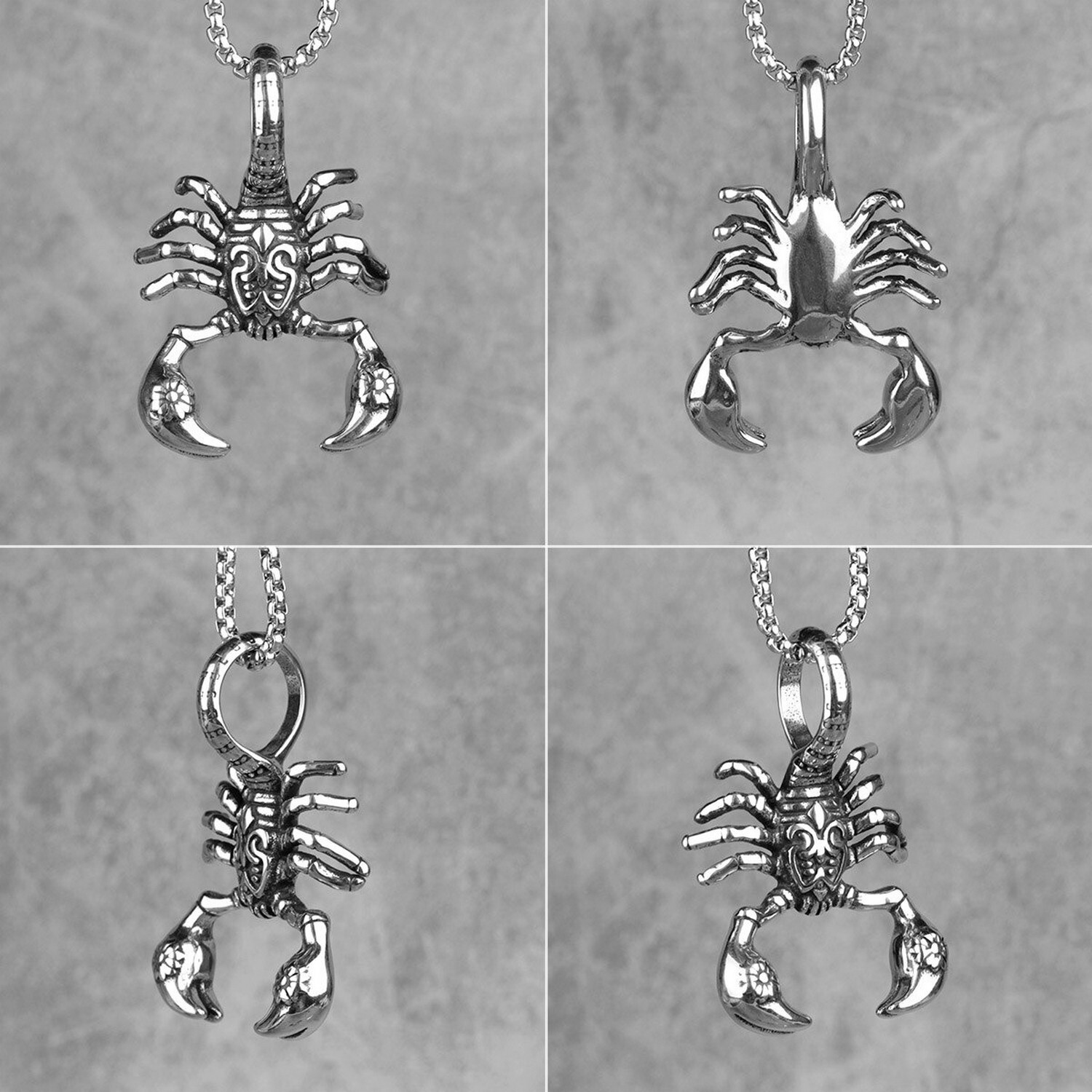 Scorpion Animal Men’s Long Necklace Stainless Silver Pendant Chain Punk Hip Hop