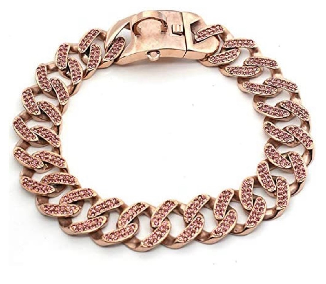 Rose Gold Diamond Cuban Collar 32mm
