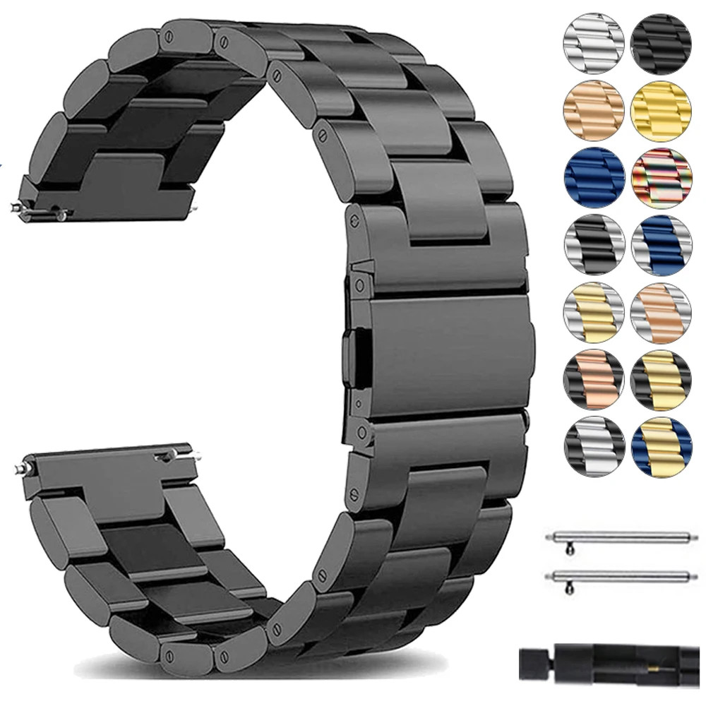 22mm Steel Watch Strap For Huami amazfit BIP 6 5 GTR 4 3 GTR 47mm Stainless Band