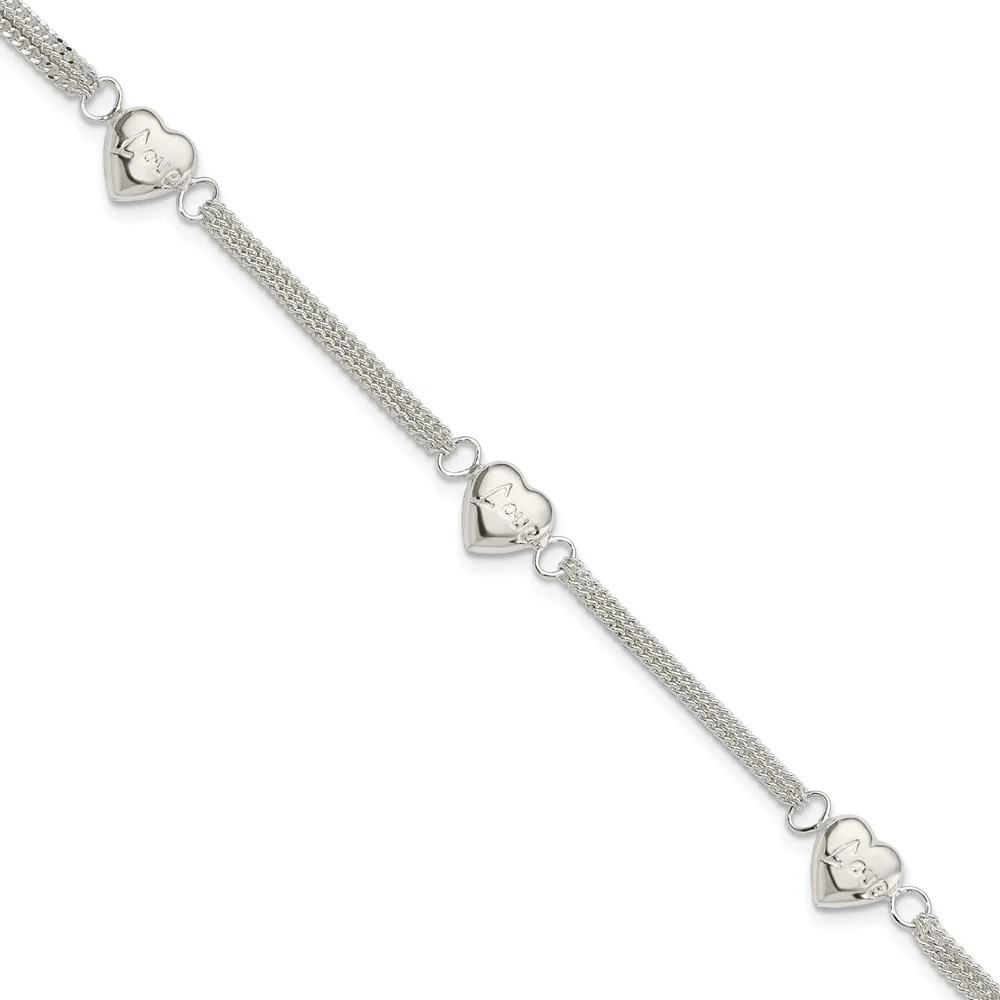 Sterling Silver Heart With Love Bracelet