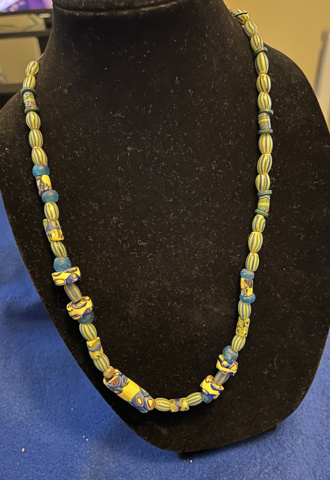 African Trade Bead Necklace In Varies Patterns Featuring “watermelon Chevron