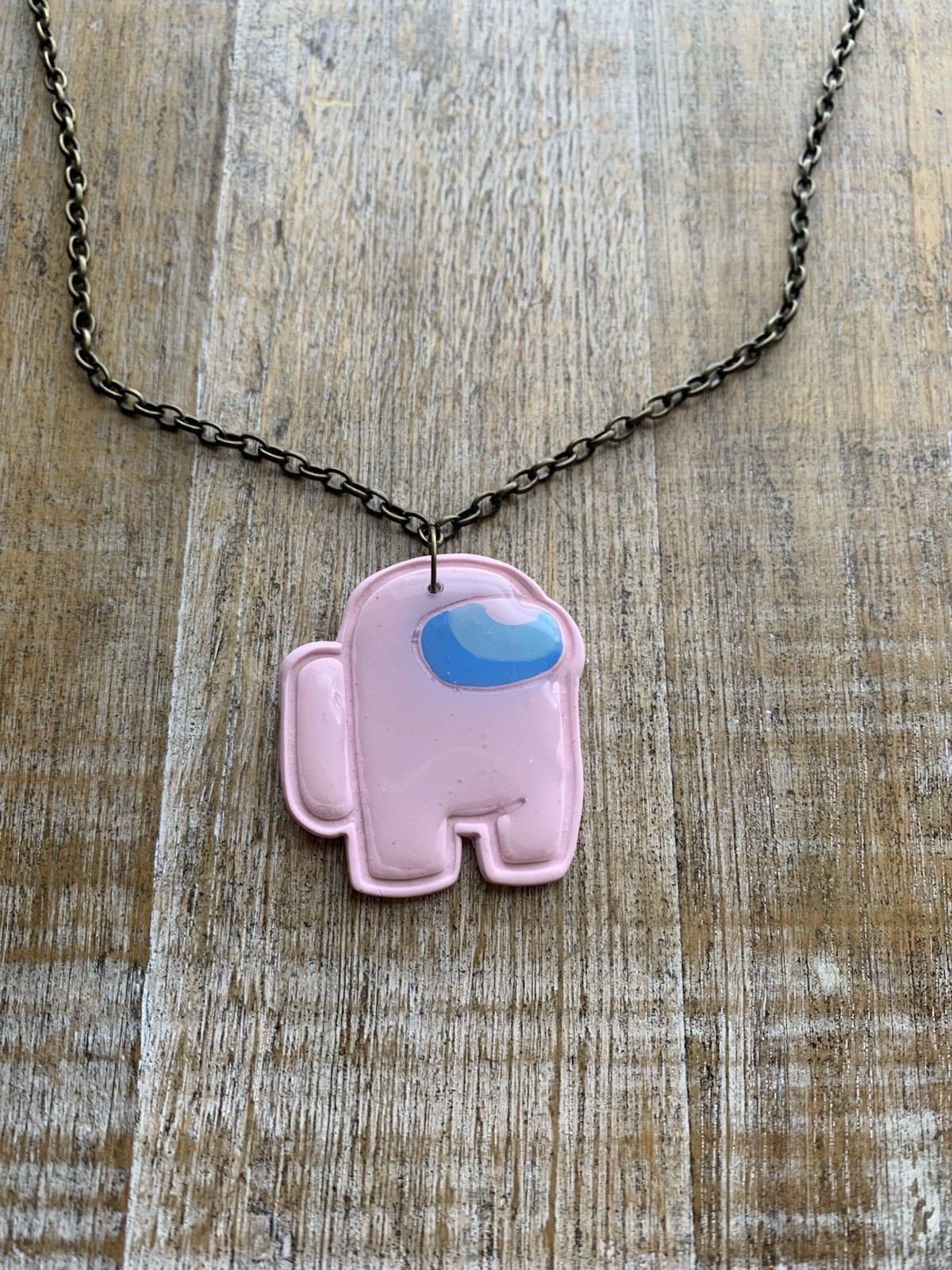 Handmade Polymer Clay Video Game Necklace Among Us