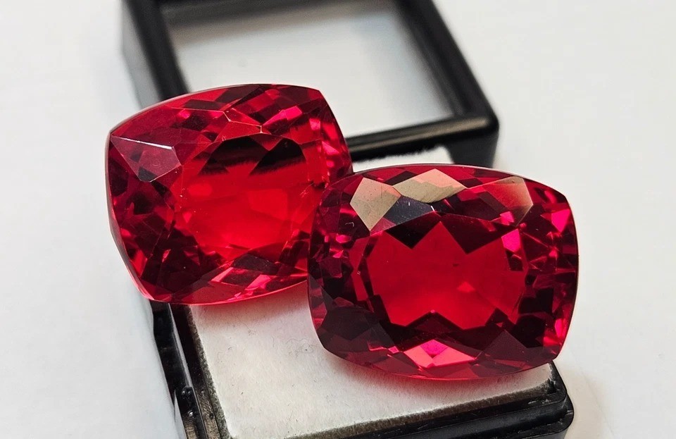 NATURAL Red Ruby Cushion Cut 53-55 Ct Pair Earring Making Loose GEMSTONE