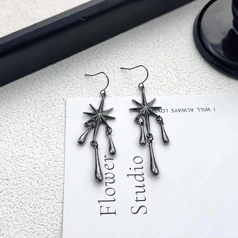 Women’s Fashion Earrings Gothic Punk Earrings Octagonal Star Pendant Earrings
