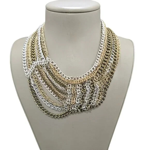 Sequin Women’s Multi Color Statement Bib Chain Necklace NWT