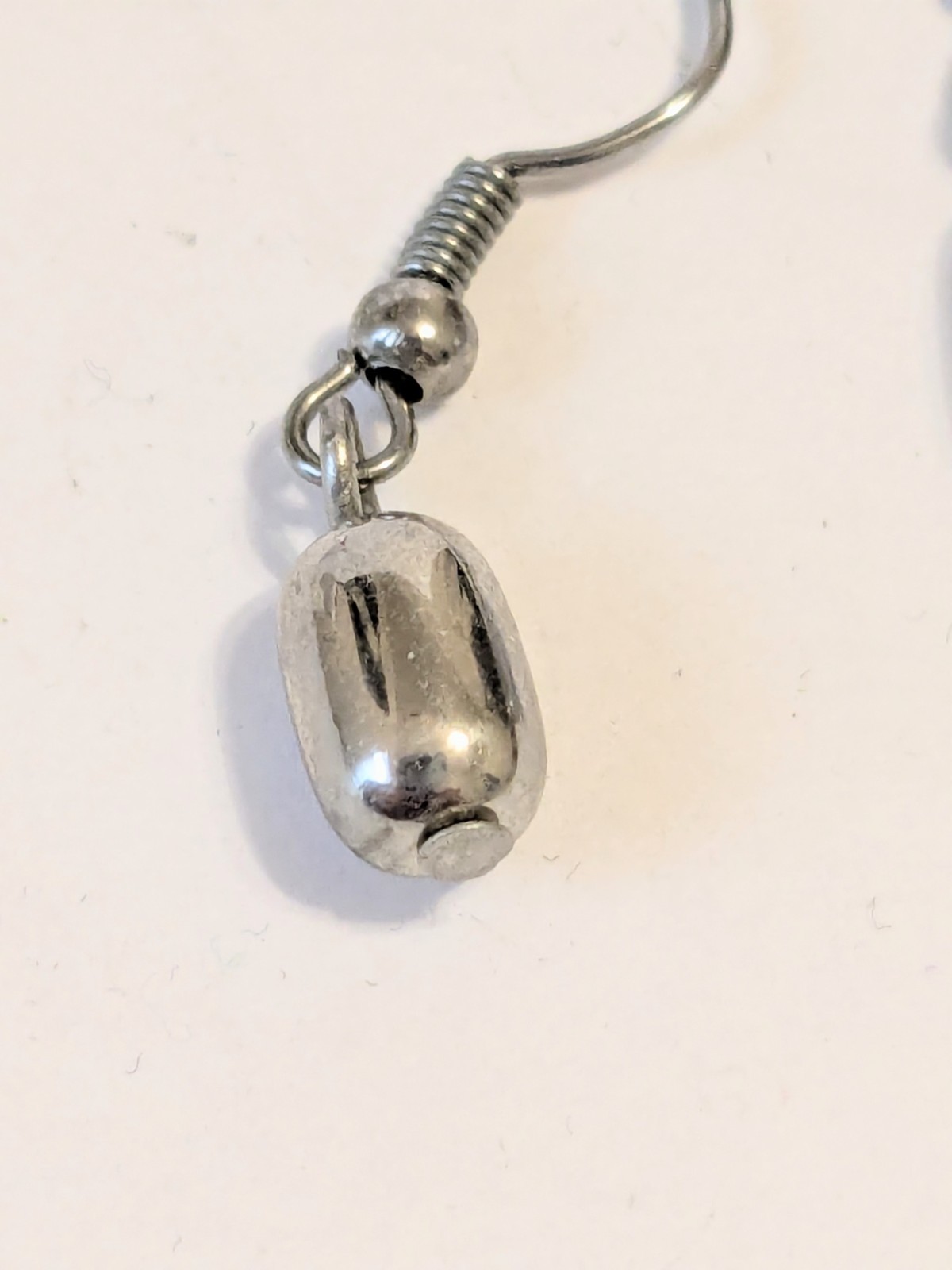 Silver Tone Hook Dangle Earrings With Metal Beads. 1″. Minimalist.