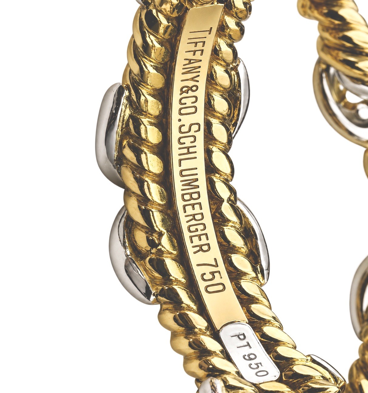 $10,300 TIFFANY & CO. SCHLUMBERGER THREE 3 ROW ROPE RING 18K GOLD PLATINUM SZ 7