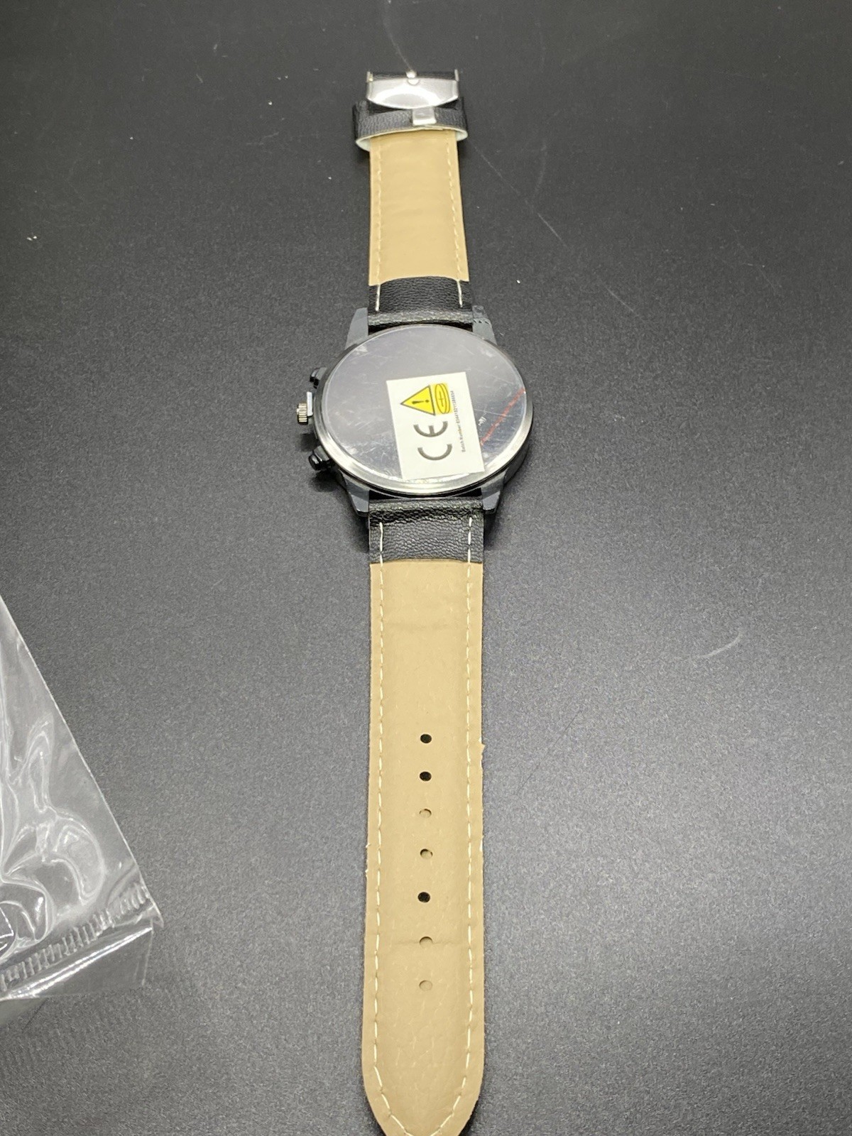 Black Faux Leather Watch Casual Sport Design MSCXDK Bright Blue And Black