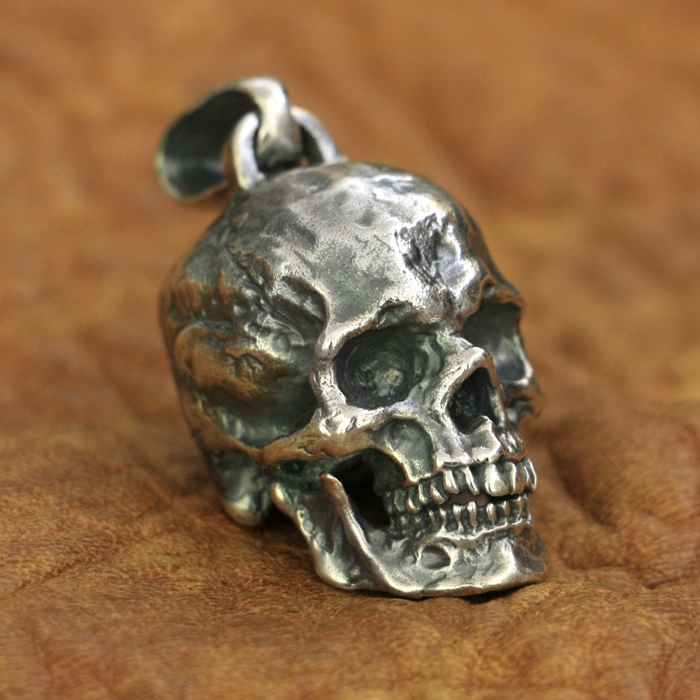 925 Sterling Silver Huge Skull Pendant Mens Biker Rock Punk Pendant TA177A JP