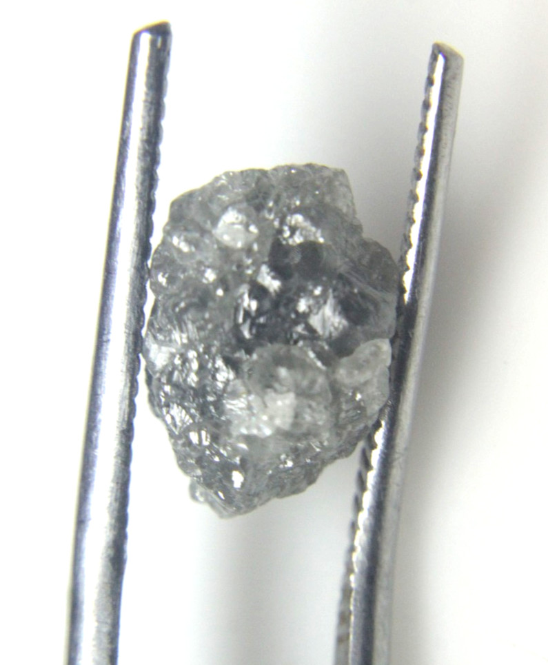 4.87 CT UNCUT SILVER GRAY ROUGH DRILLED DIAMOND FOR PENDANT 12.11×8.40×6.40 MM