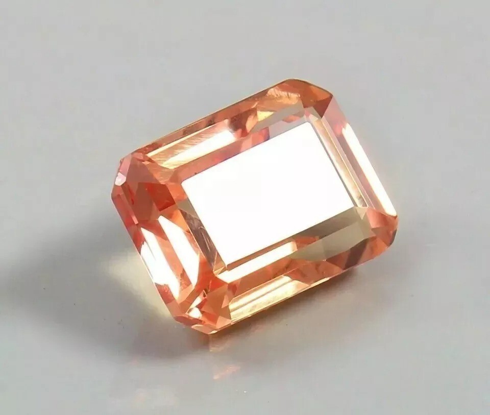 Natural Emerald Cut 9.03 Ct Peach Padparadscha Sapphire Loose Gemstone Certified