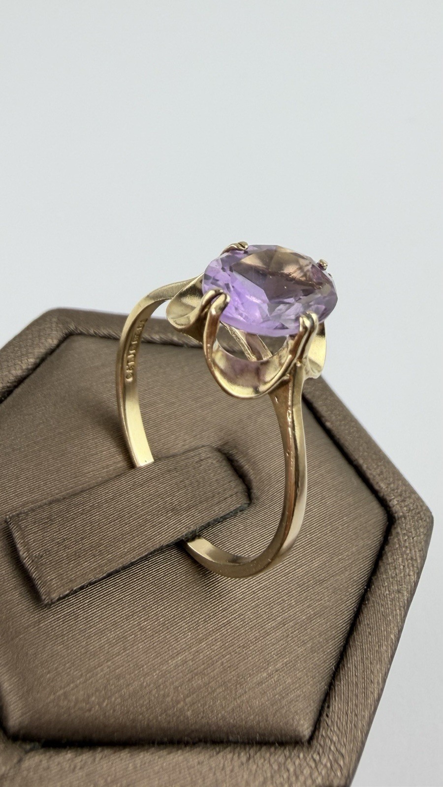 Amethyst 9ct Gold Ring , Vintage And Hallmarked , Yellow Gold