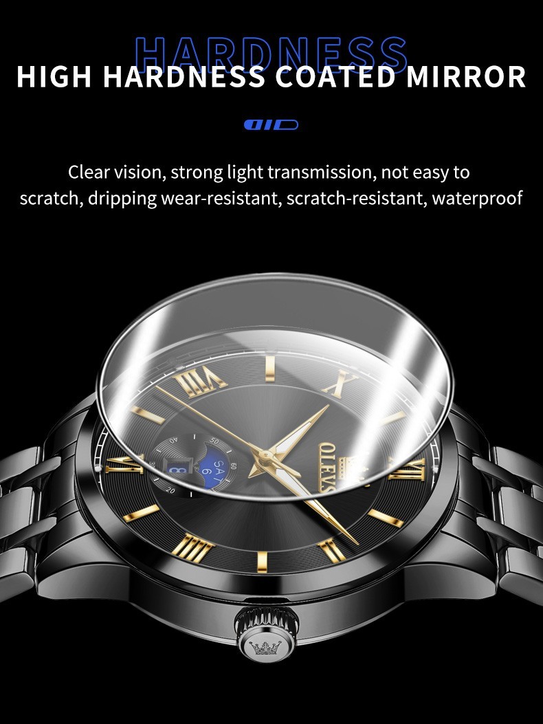 OLEVS Japan Movement Luxury Classics Male Gift Rhinestone Quartz Wristwatch 3638