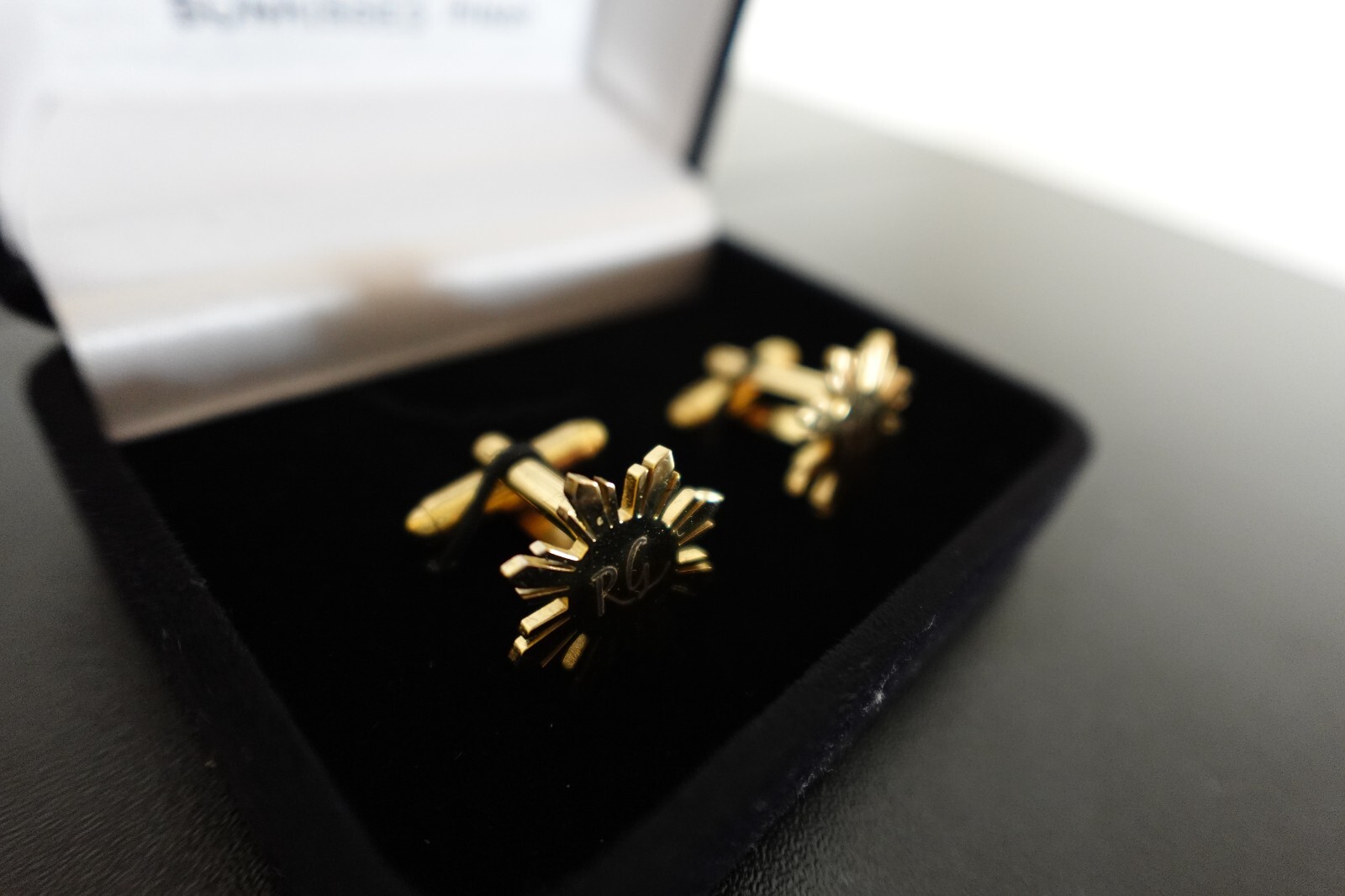 Philippine Sun Suit Cufflinks Pinoy Heritage Jeweley “RG” Gold Color