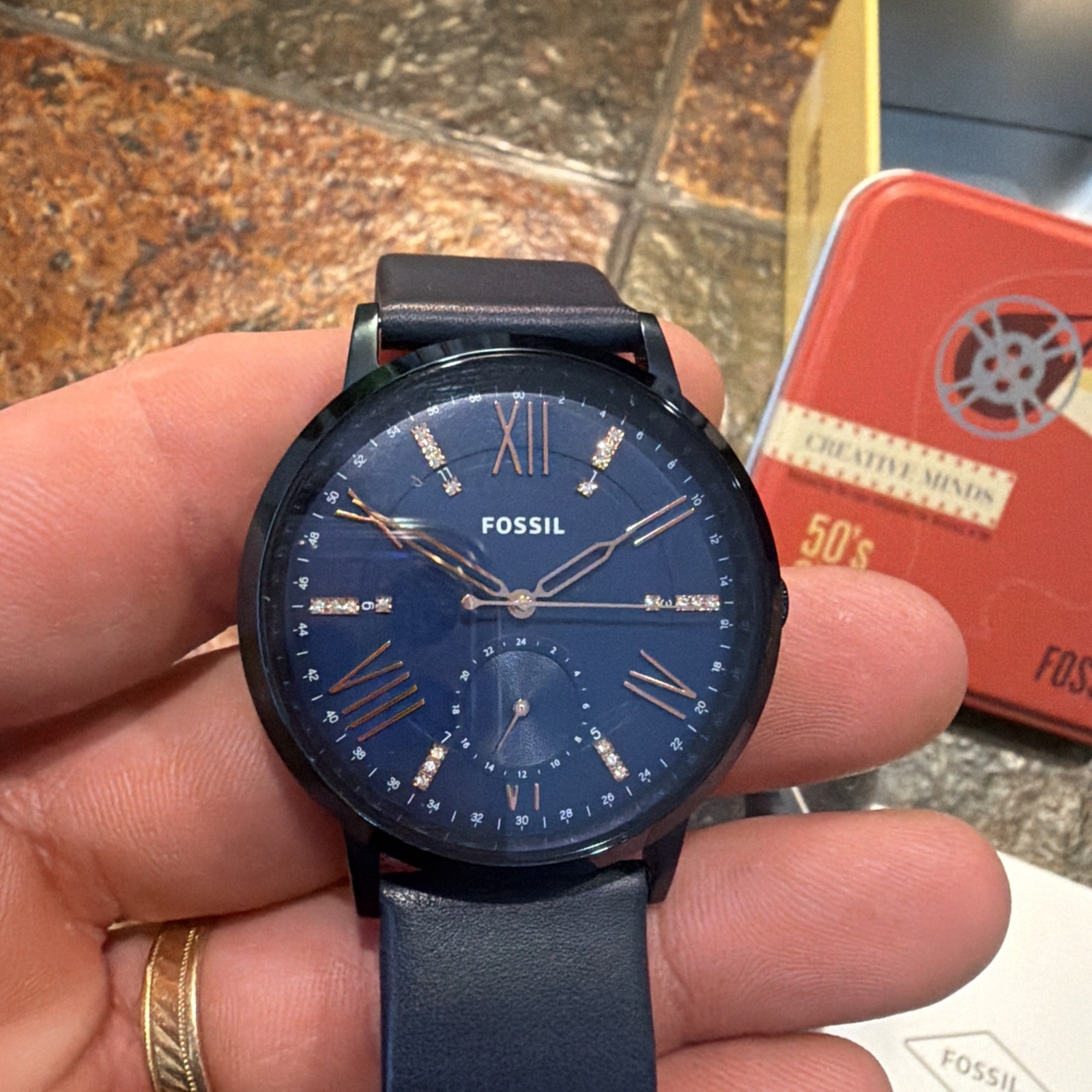 Fossil Blue Leather Watch unisex Male Female